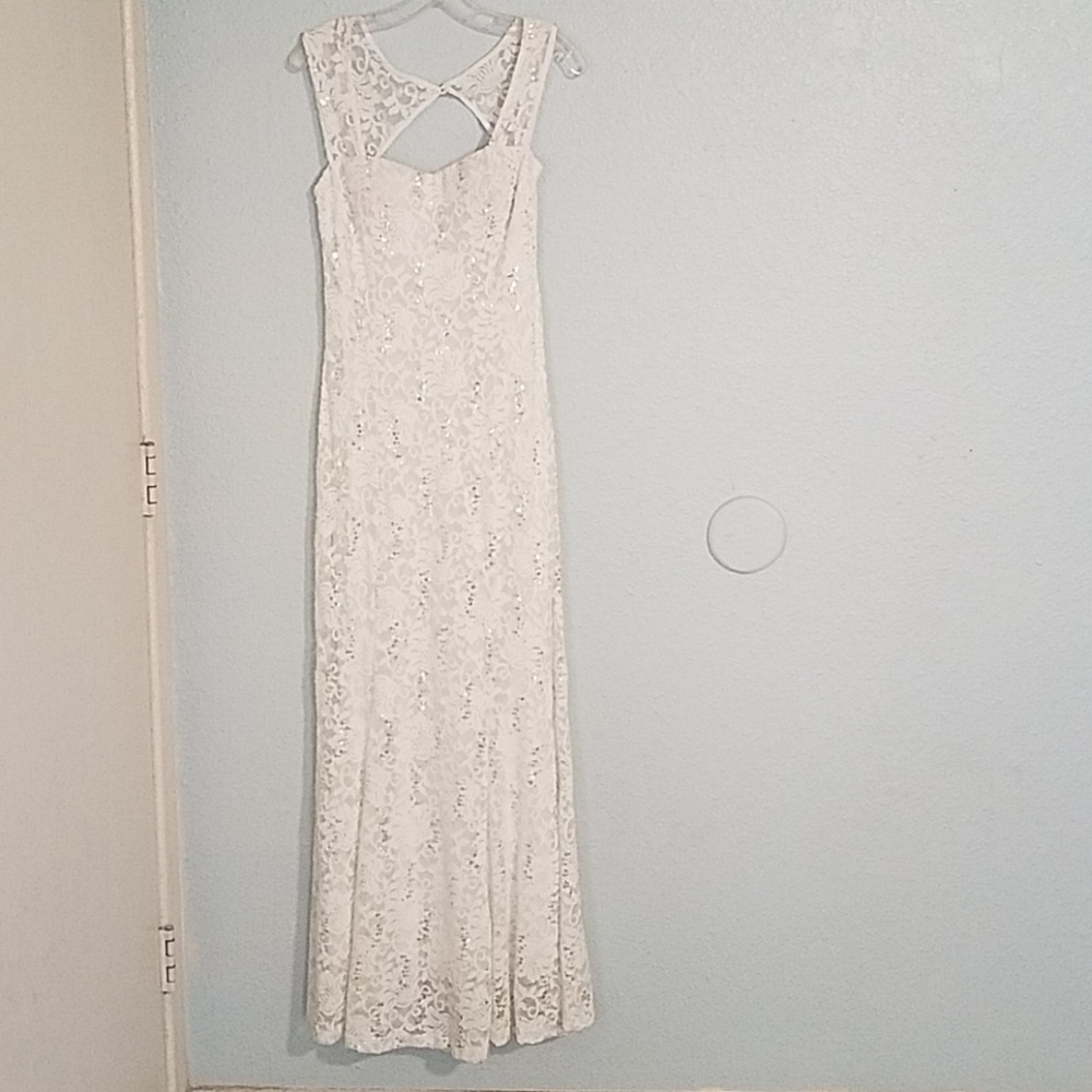 White lace formal gown